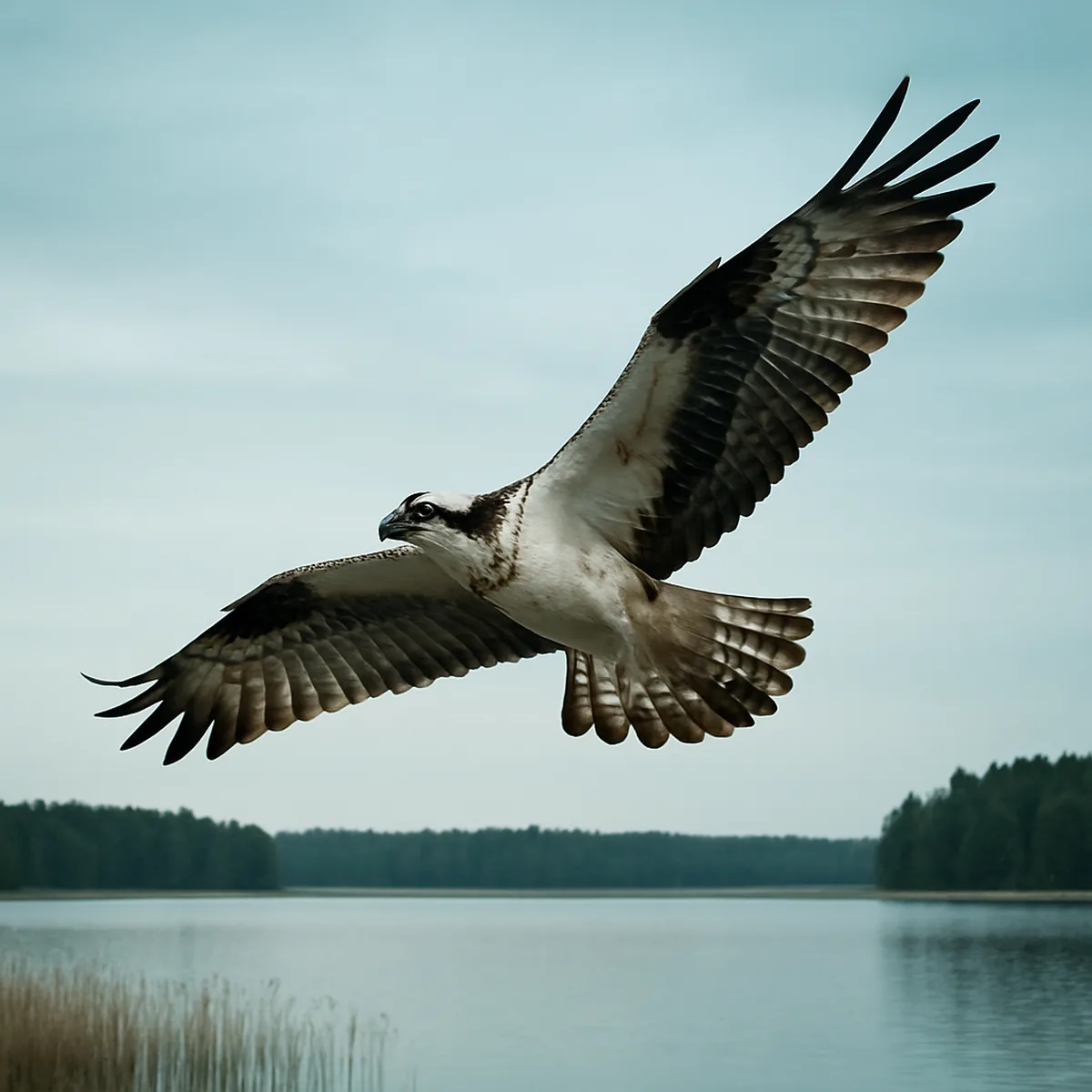 Kalakotkas lendamas järve kohal